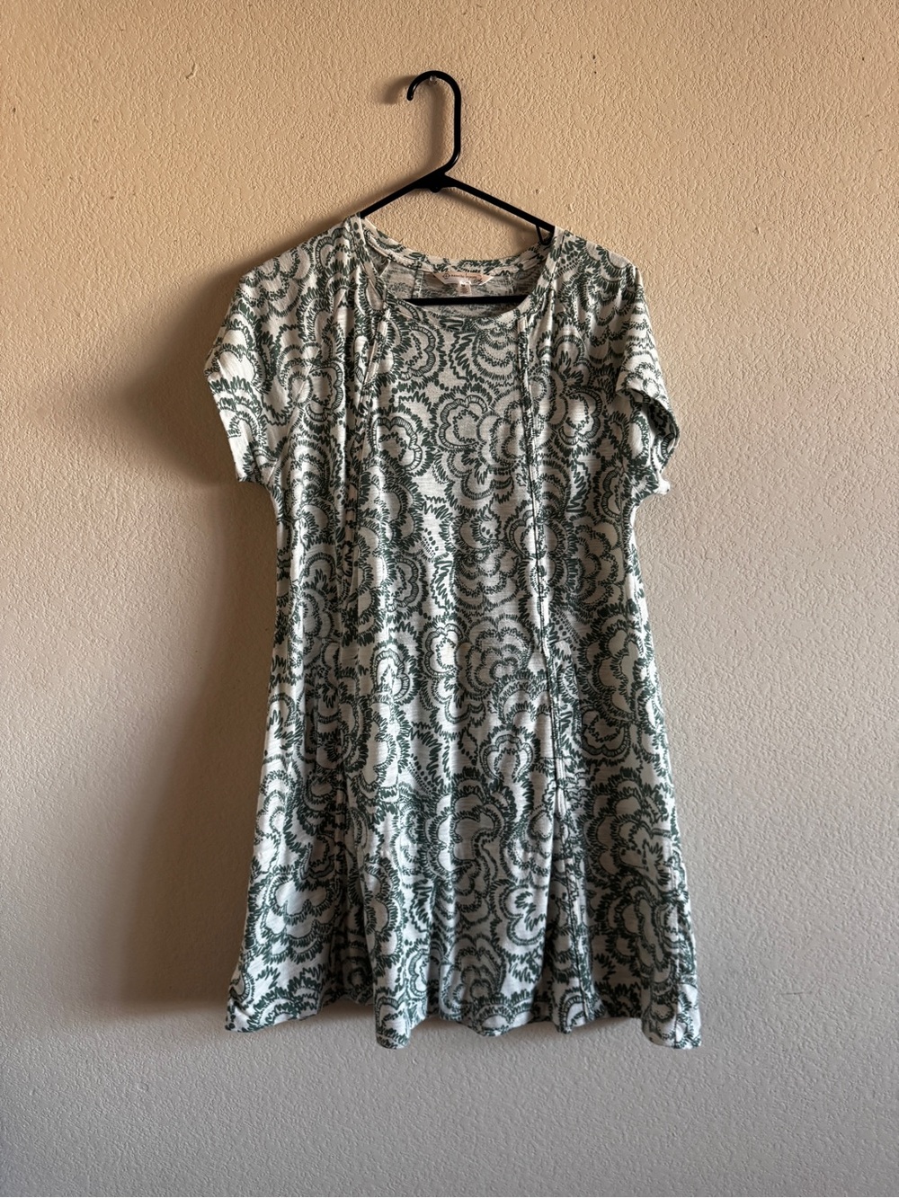 Nanette Lepore Cream Dress with Green Floral Pattern